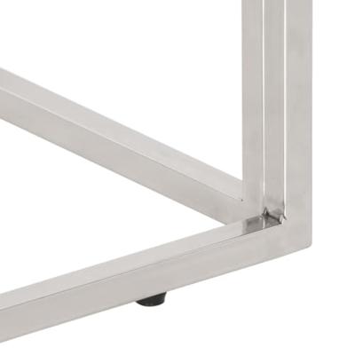 Salontafel roestvrij staal en massief bielshout zilverkleurig