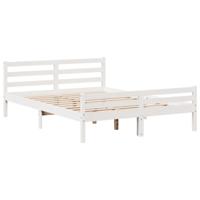 Bedframe met hoofdeinde zonder matras 140x200 cm wit - thumbnail