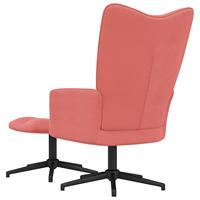 Relaxstoel met voetenbank fluweel roze - thumbnail