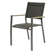 Stapelstoel Games Aluminium / Hout Textilane Zwart - thumbnail