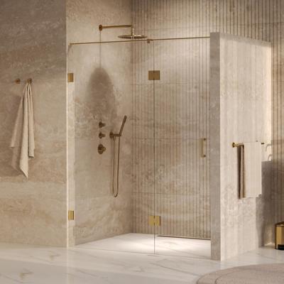 Brauer Void - Nisdeur - 2-Delig - Helder Glas - 150 x 200 cm - Omkeerbaar - met Draaideur 70 cm - Aan Glas - incl. Glascoating - PVD Goud