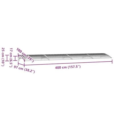 Deurluifel 400x100 cm polycarbonaat zwart - thumbnail