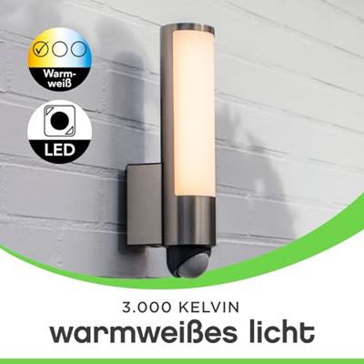 Buitenlamp voordeur met sensor Lutec &apos;Leda&apos; led lamp warm wit 3000k 35 cm - thumbnail