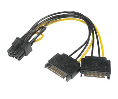 Akasa AK-CBPW19-15 kabeladapter/verloopstukje 6+2pin PCIe SATA Zwart Akasa AK-CBPW19-15 kabeladapter/verloopstukje 6+2pin PCIe SATA Zwart