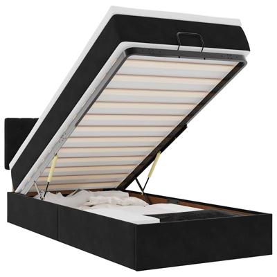 Ottoman bed met matras 80x200cm fluweel zwart