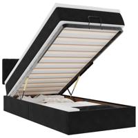 Ottoman bed met matras 80x200cm fluweel zwart - thumbnail