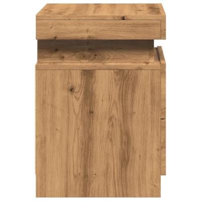 Nachtkastje met LED 35x39x55 cm bewerkt hout artisanaal eiken