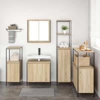 Badkamermeubelset 5 pcs Sonoma Eiken en Zwart Bewerkt hout - thumbnail