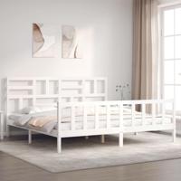 Bedframe zonder matras massief grenenhout wit 200x200 cm - thumbnail