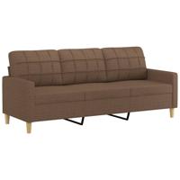 3-delige Loungeset met kussens stof bruin - thumbnail
