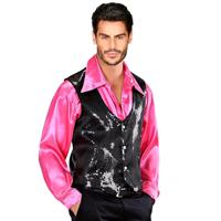 Glittervest pailletten zwart man - thumbnail