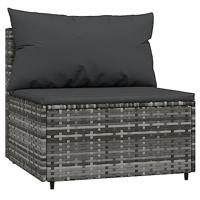 4-delige Loungeset met kussens poly rattan grijs - thumbnail
