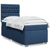 Boxspring met matras stof blauw 90x200 cm - thumbnail