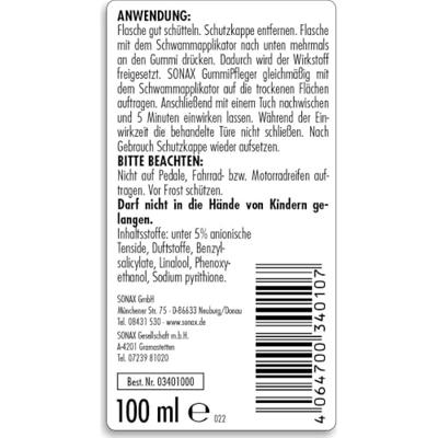 SONAX rubber onderhoudsmiddel "gummipfleger" rubber care 1oo ml fl.with foam