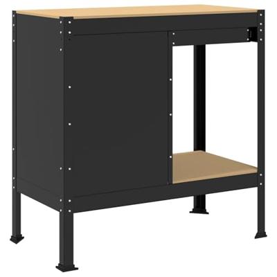 Werkbank met lade Zwart 90 x 49 x 91 cm Bewerkt hout en metaal