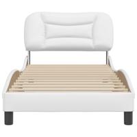 Bedframe met hoofdbord kunstleer wit 80x200 cm - thumbnail