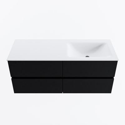 MONDIAZ VICA 120cm badmeubel onderkast Urban 4 lades. Wastafel CLOUD rechts 1 kraangat, kleur Talc.