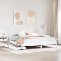 Bedframe zonder matras massief grenenhout wit 200x200 cm - thumbnail