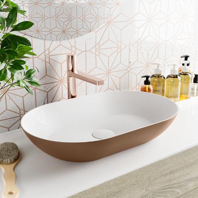 MONDIAZ ONNI Waskom solid surface 55cm kleur Rust / Talc