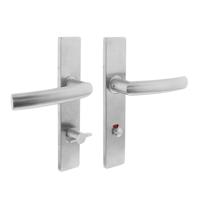 Deurkruk Blok op schild verdekt rechthoekig 219x40mm met nokken wc 78/8mm rvs EN1906/4 - thumbnail