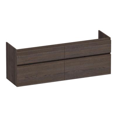 Brauer Delight - Onderkast - 160 cm - met 4 Softclose Lades Greeploos en 2 Sifon Uitsparingen - Lamellen Eiken Zwart