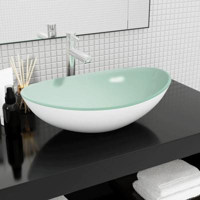 VidaXL Wasbak 54,5x35x15,5 cm gehard glas wit