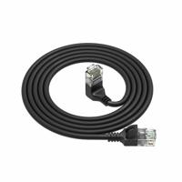 ACT Zwarte 0.25 meter U/UTP CAT6A LSZH slimline patchkabel met RJ45 connectoren. recht naar 90° haa - thumbnail