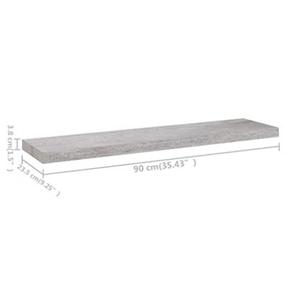 Wandschappen zwevend 4 st 90x23,5x3,8 cm MDF betongrijs Wandschappen zwevend 4 st 90x23,5x3,8 cm MDF betongrijs