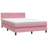 Boxspring met matras en LED fluweel roze 140x220 cm - thumbnail