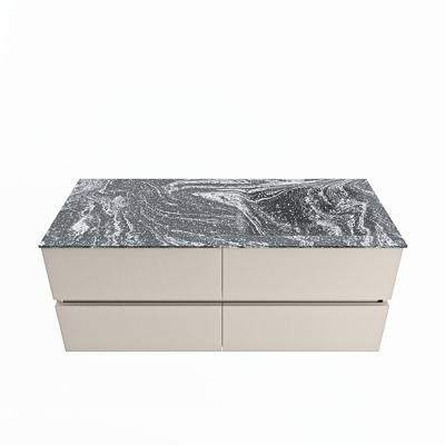 MONDIAZ VICA-DLUX 120cm badmeubel onderkast Linen 4 lades. Inbouw wastafel CLOUD rechts 1 kraangat, kleur Lava.