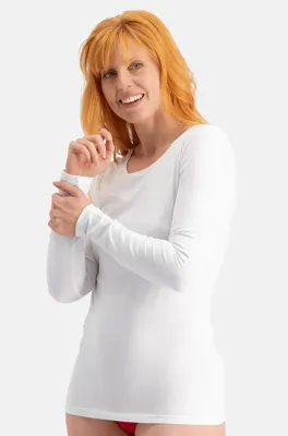 2-pak Extra lange shirts Lange mouw - Lara - Lange dames ondershirts met ronde hals