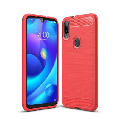 Geborsteld textuur koolstofvezel TPU Case voor Xiaomi mi Play (rood)