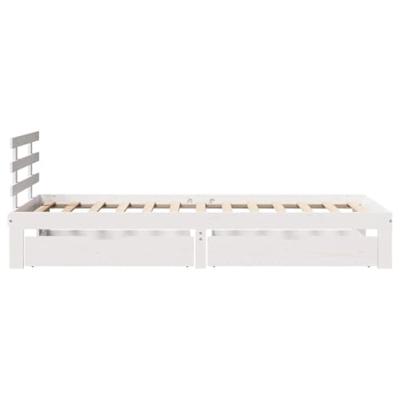 Bedframe met lades massief grenenhout wit 90x200 cm