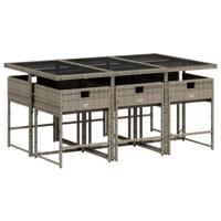 7-delige Tuinset met kussens poly rattan grijs - thumbnail