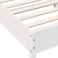Bedframe met hoofdbord massief grenenhout wit 75x190 cm - thumbnail