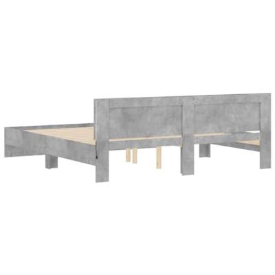 Bedframe met hoofdeinde en LED-licht betongrijs 200x200 cm