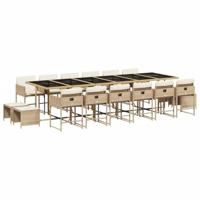 17-delige Tuinset met kussens poly rattan beige - thumbnail