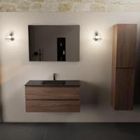 MONDIAZ AIVY 100cm badmeubel Mocha, wastafel Urban solid surface midden 1 kraangat (AI-351321URBAN-SI - AI-M100MOMI) - thumbnail