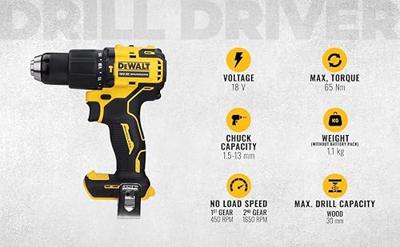 DeWalt DCD709NT Accu klopboormachine 18V Body | zonder accu&apos;s en lader in koffer - thumbnail