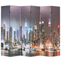 Kamerscherm inklapbaar New York bij nacht 228x170 cm - thumbnail