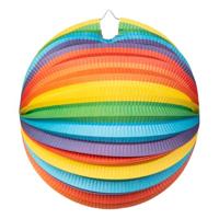 Globos papieren lantaarn rond regenboog, 25cm - thumbnail