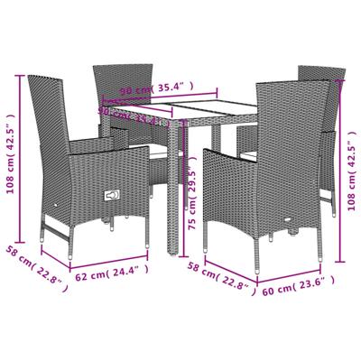 5-delige Tuinset met kussens poly rattan beige - thumbnail