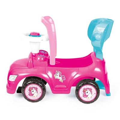 Dolu Eenhoorn Loopauto met Duwstang Roze