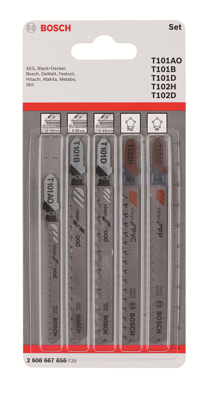 Bosch Accessories 2608667858 Decoupeerzaagbladenset Wood and Plastics, 5-delig, 1-noks schacht 5 stuk(s) Bosch Accessories 2608667858 Decoupeerzaagbladenset Wood and Plastics, 5-delig, 1-noks schacht 5 stuk(s)