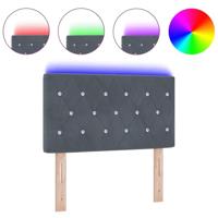 LED Hoofdbord met Kristallen Knopen, Geplooid, Donkergrijs, 80 cm, Velours - thumbnail