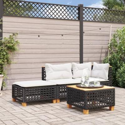 Tuinkruk met kussen 63,5x56x32 cm poly rattan zwart