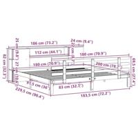 Bed met boekenkast zonder matras massief grenenhout 180x200 cm - thumbnail