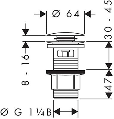 Push Open Afvoergarnituur DN32 HansGrohe Geborsteld Zwart Chroom Push Open Afvoergarnituur DN32 HansGrohe Geborsteld Zwart Chroom
