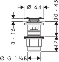 Push Open Afvoergarnituur DN32 HansGrohe Geborsteld Zwart Chroom - thumbnail
