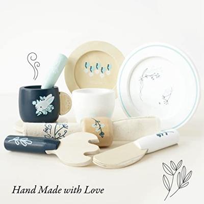 Houten servies Blauw/Wit (10-delig)